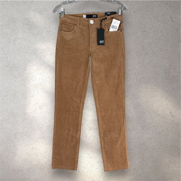 Kut from the Kloth Pants - KUT From The Kloth Reese Ankle Straight Leg Pants Women’s 00 Brown Corduroy Y2k
